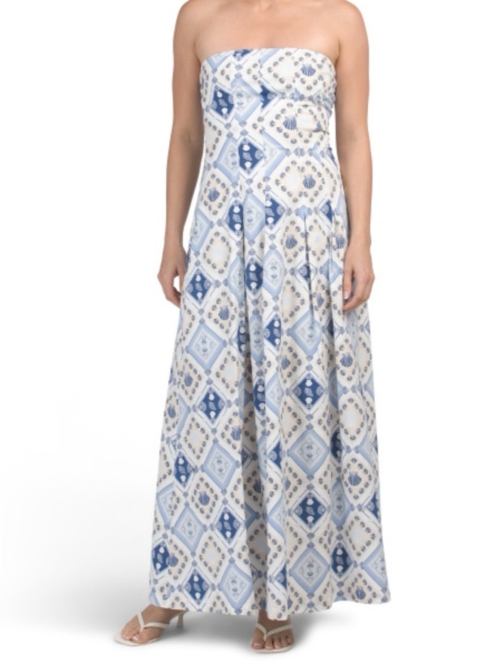 Strapless Blue & White Printed Maxi Dress 7 for All Mankind